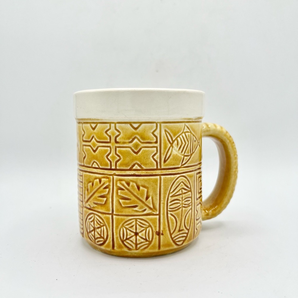Vintage Unique 70’s‎ Secla Portugal Mug Mask Fish Spiderweb EUC 3.5”T